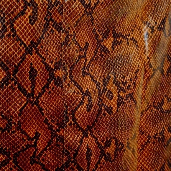 Express x Negin Mirsalehi Brown Snakeskin Print Faux Leather Midi Skirt Size 2 - Picture 8 of 8